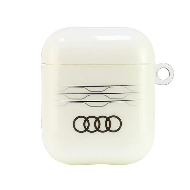Puzdro Audi IML s geometrickým vzorom pre AirPods 1 / 2 - biele