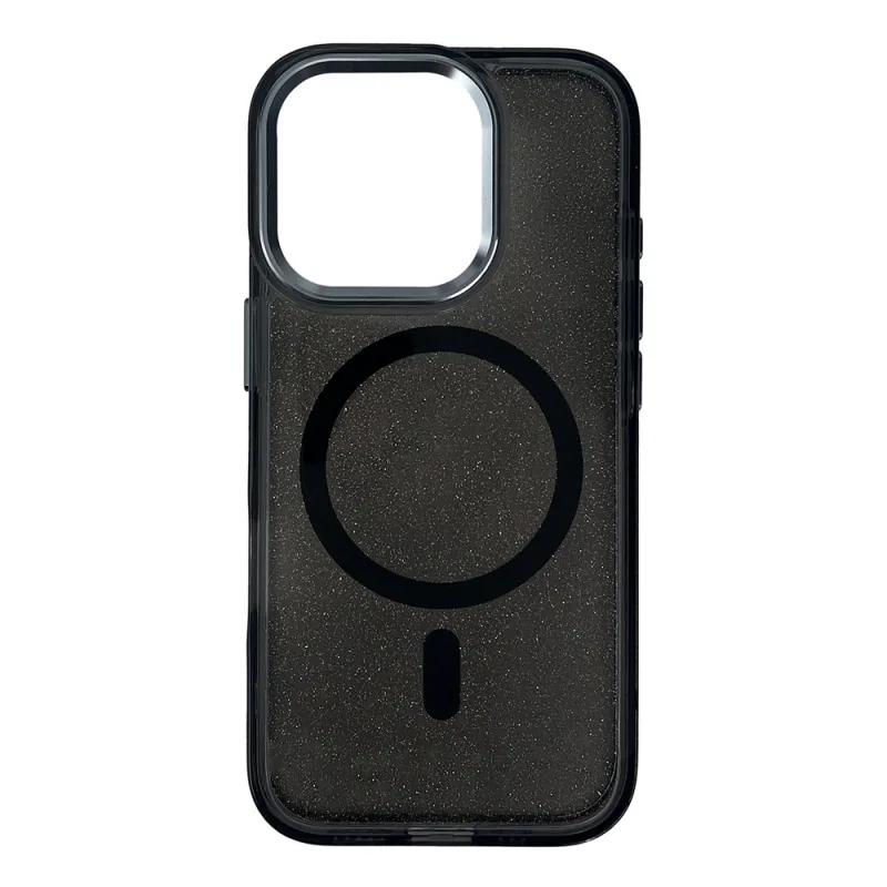 Glitter Case MagSafe pre iPhone 16 Pro - čierne s trblietkami