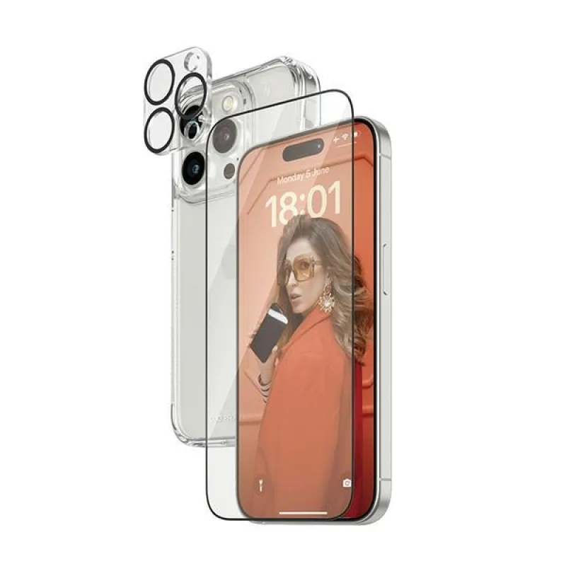 PanzerGlass Bundle 3v1 set priehľadné puzdro + fólia + kryt na fotoaparát pre iPhone 15 Pro Max