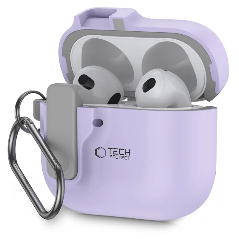 Puzdro Tech-Protect Slim Hook Case pre AirPods 4 – fialové