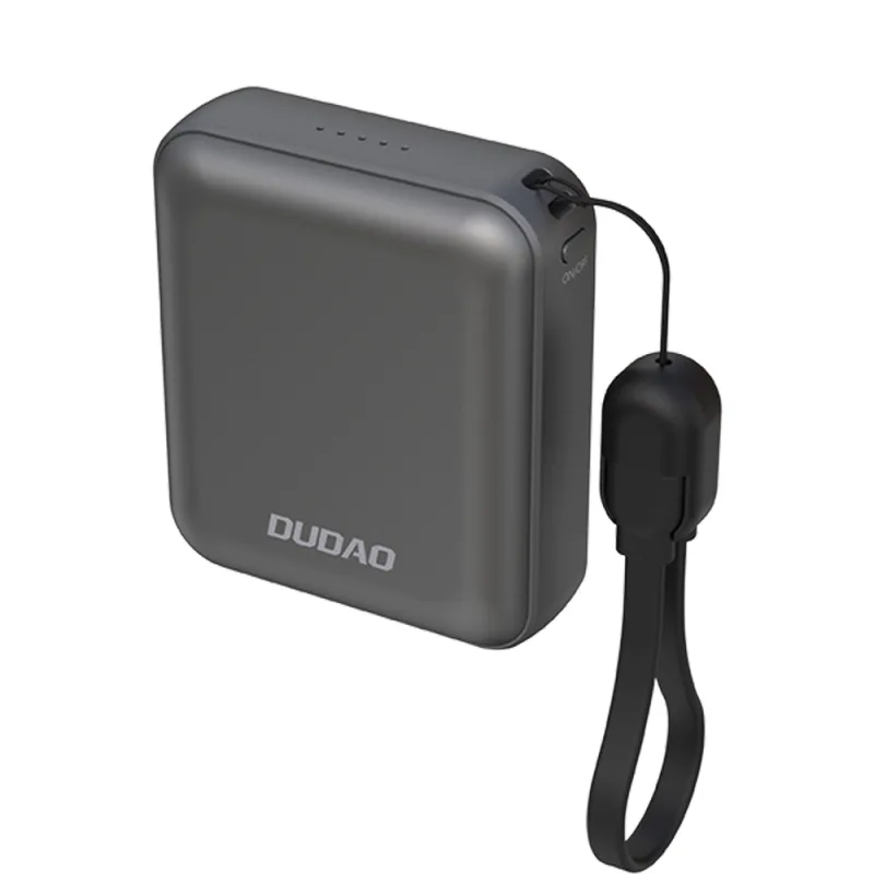 Ultra kompaktná power banka Dudao K22+ 10 000 mAh 22,5 W USB-C s príveskom/káblom – sivá