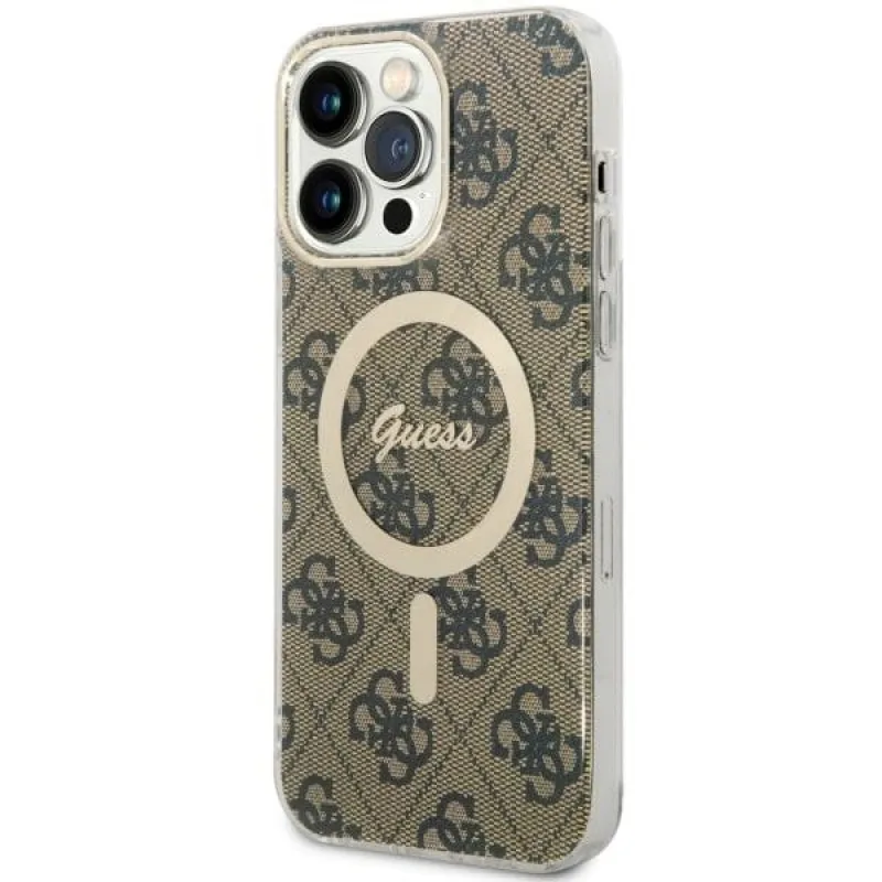 Guess GUHMP14XH4STW iPhone 14 Pro Max 6,7" hnedo-hnedé pevné puzdro 4G MagSafe