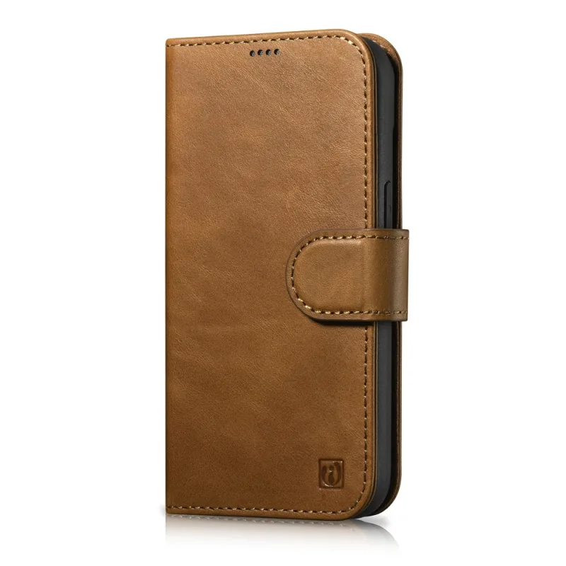 Kožené flipové puzdro na iPhone 14 Plus s ochranou proti RFID 2v1 na iCarer Oil Wax Wallet Case (WMI14220723-TN)