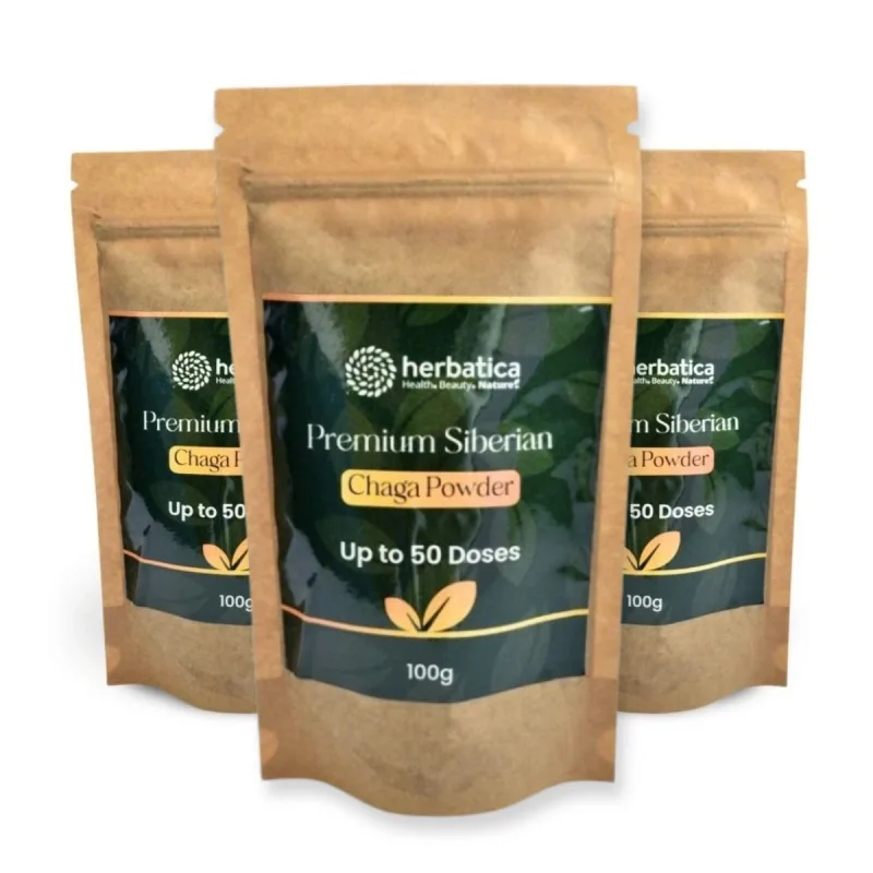 Herbatica Zvýhodnený set: 3x Prémiová čaga sibírska 100% prášok - 100g -