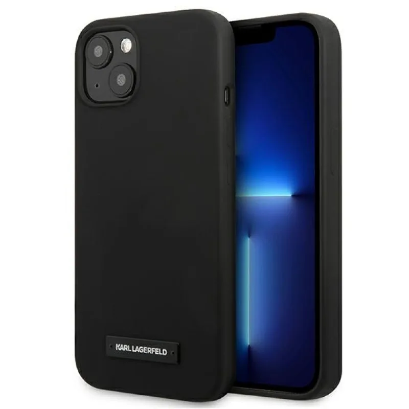 Karl Lagerfeld silikónové plakové puzdro pre iPhone 13 - čierne