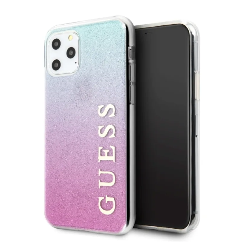 Guess GUHCN58PCUGLPBL iPhone 11 Pro ružovomodrý/ružovomodrý pevný obal Glitter Gradient