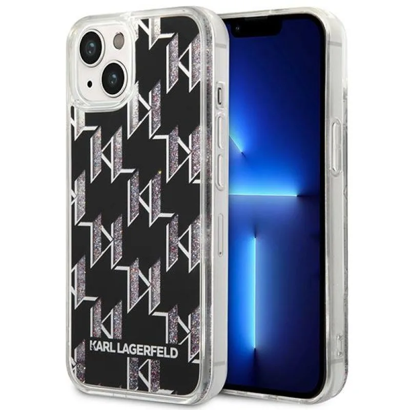 Karl Lagerfeld KLHCP14MLMNMK iPhone 14 Plus 6,7 "pevné puzdro čierne / čierne Liquid Glitter Monogram