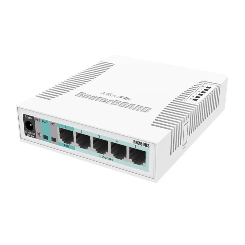 MIKROTIK RouterBOARD 260GS 5-port Gigabit smart switch + 1x SFP (SwitchOS, plastic case + zdroj)