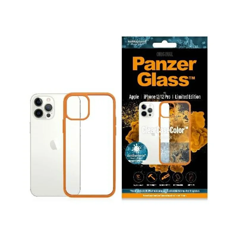Puzdro PanzerGlass ClearCase pre iPhone 12 / 12 Pro - priehľadné oranžové