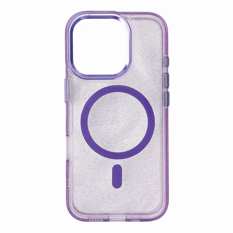 Glitter Case MagSafe pre iPhone 16 Pro - fialový s trblietkami