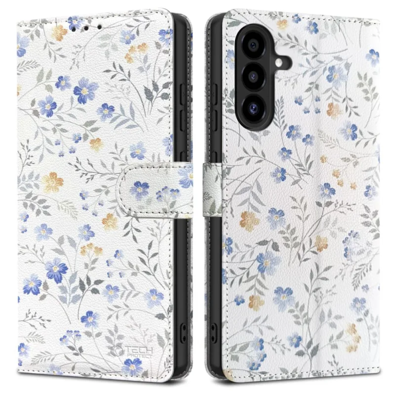 Peňaženkové puzdro Tech-Protect pre Samsung Galaxy A26 5G - Sedmokrásky s listami