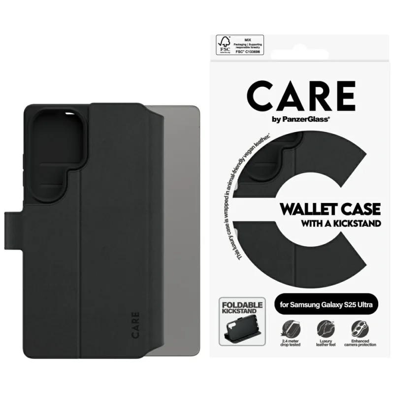 Puzdro CARE by PanzerGlass Feature Wallet Kickstand pre Samsung Galaxy S25 Ultra – čierne