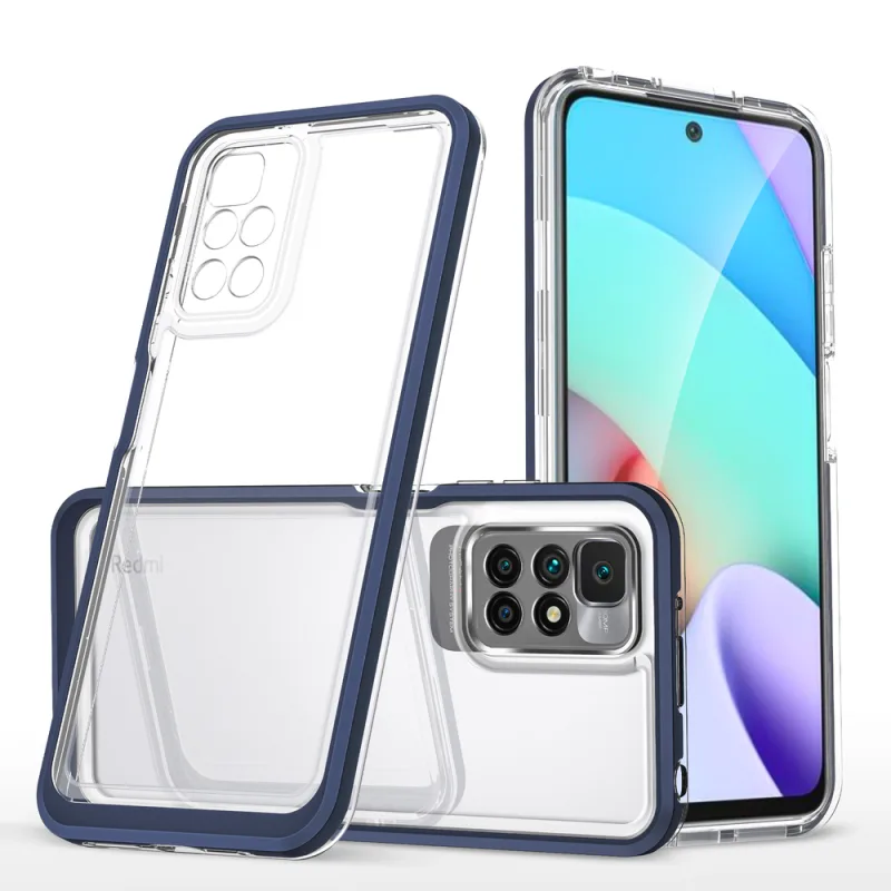 Priehľadné puzdro 3v1 pre Xiaomi Redmi 10 Frame Gel Cover Blue