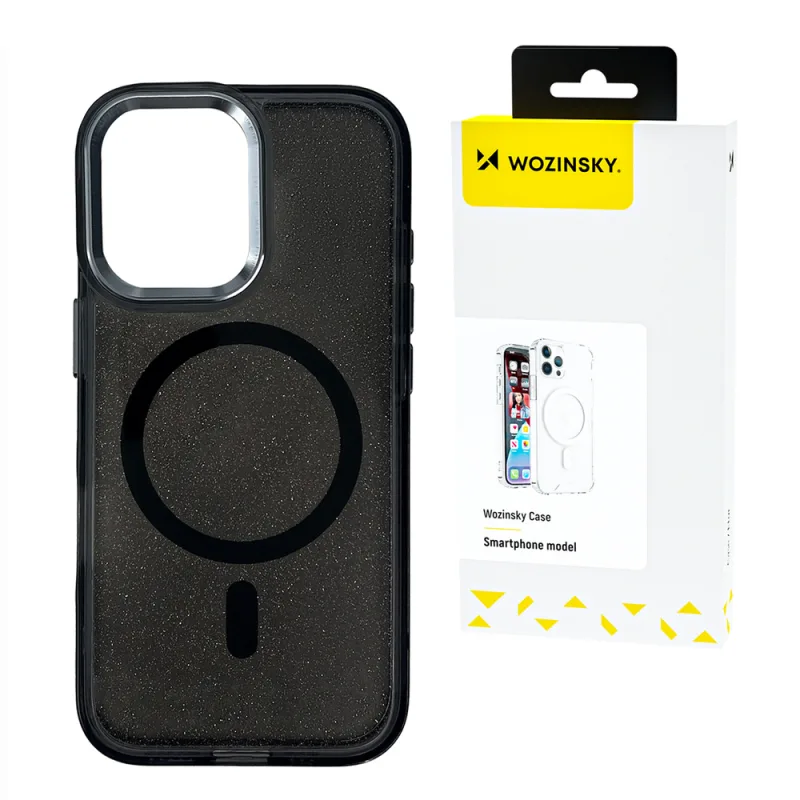 Wozinsky Glitter Case with Mag Safe pre Samsung Galaxy S24 FE - Black with Glitter