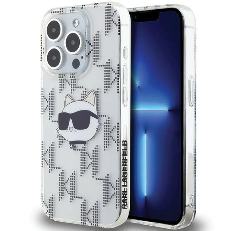 Puzdro Karl Lagerfeld IML Choupette Head & Monogram pre iPhone 15 Pro Max - priehľadné