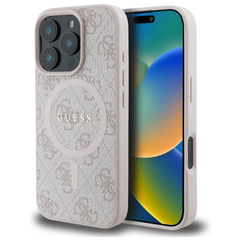 Puzdro Guess 4G Ring Classic Logo MagSafe pre iPhone 16 Pro Max – ružové