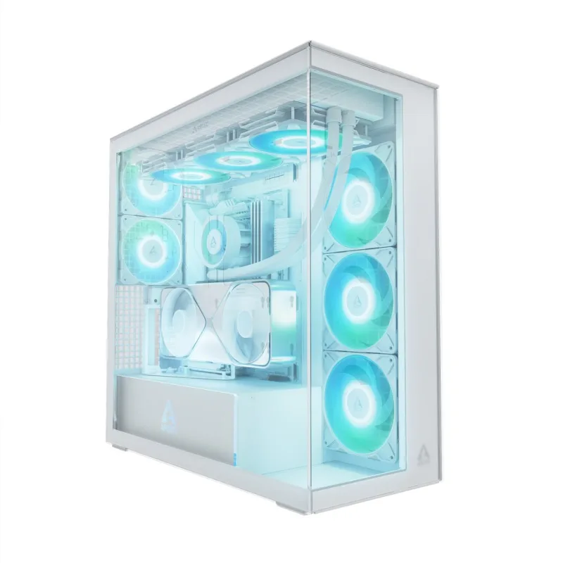 ARCTIC Premium PC Case Xtender VG White (Clear Glass), Vertical GPU Mounting, E-ATX