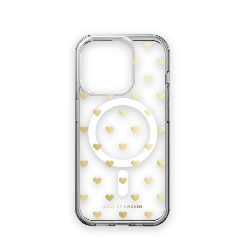 iDeal Fashion Clear Case MagSafe iPhone 15 Pro Golden Hearts