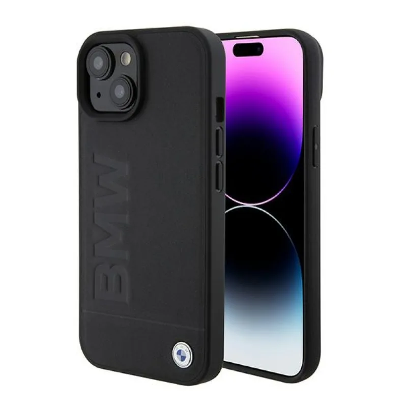 BMW BMHMP15SSLLBK iPhone 15 6,1" čierno/čierne pevné puzdro Magsafe Signature Logo Impressum