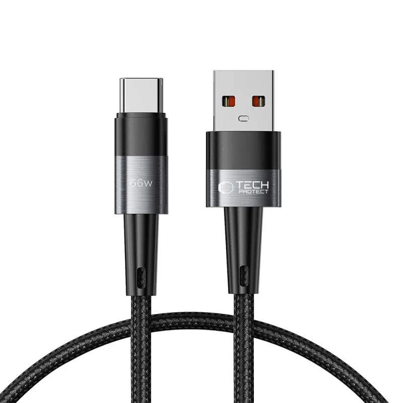 Kábel Tech-Protect UltraBoost USB-C / USB-A 66 W 6A 0,25 m – sivý