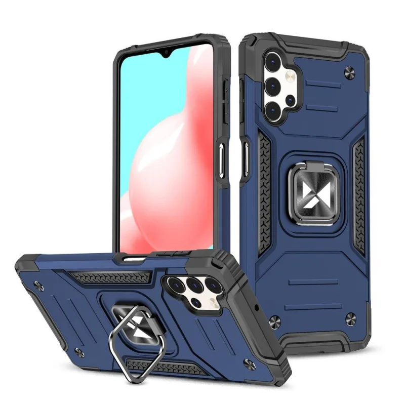 Pevný hybridný kryt puzdra Wozinsky Ring Armor + magnetický držiak pre Samsung Galaxy A73 modrý