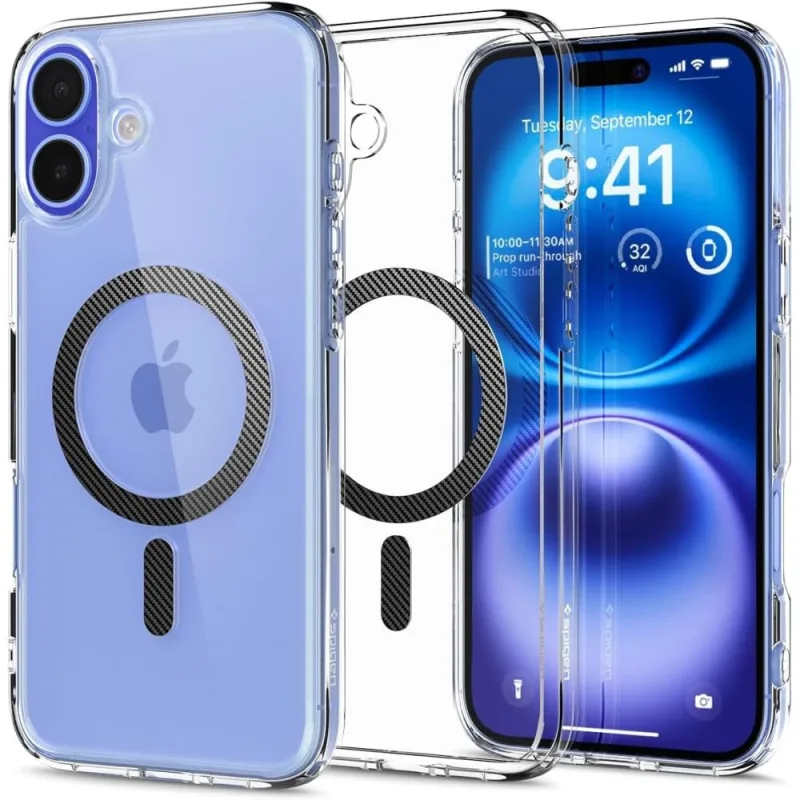 Uhlíkové vlákno Spigen Ultra Hybrid MagSafe pre iPhone 16 – tmavosivé