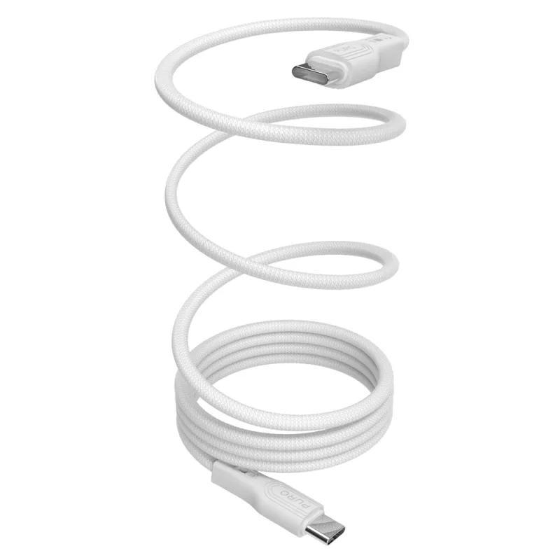 Magnetický kábel Puro USB-C – USB-C 60 W USB 3.2 (20 Gb/s) 1 m magnetický kábel – biely