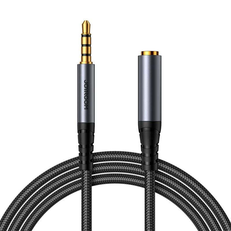 Stereo audio kábel Joyroom AUX 3,5 mm mini jack (samec) - mini jack (samica) 1,2 m čierny (SY-A09)