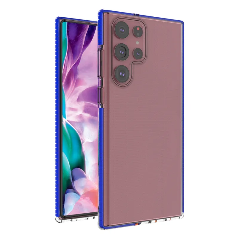 Spring Case kryt gélový kryt s farebným rámom pre Samsung Galaxy S22 Ultra tmavomodrý