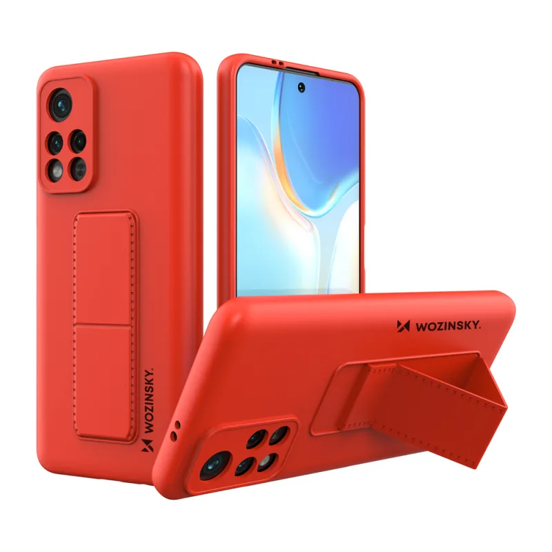 Wozinsky Kickstand Case Silikónový kryt stojana pre Xiaomi Redmi Note 11S / Note 11 červený