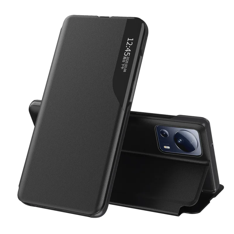 Puzdro Eco Leather View Case pre Xiaomi 13 Lite s výklopným stojanom čierne