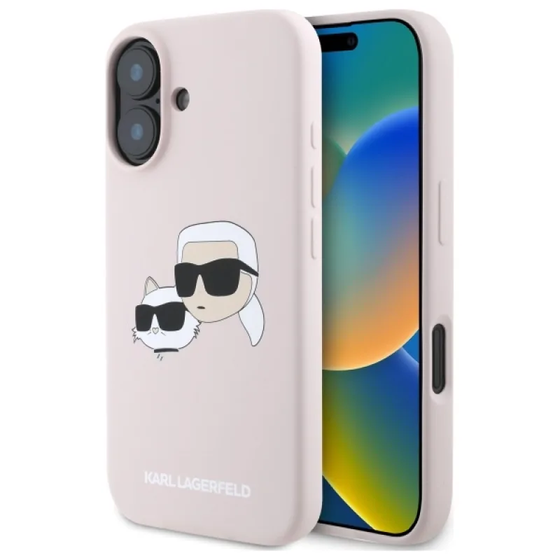 Karl Lagerfeld silikónové puzdro MagSafe na iPhone 16 - ružové