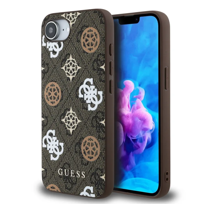 Puzdro Guess PU 4G Peony s MagSafe pre iPhone 16e - hnedé