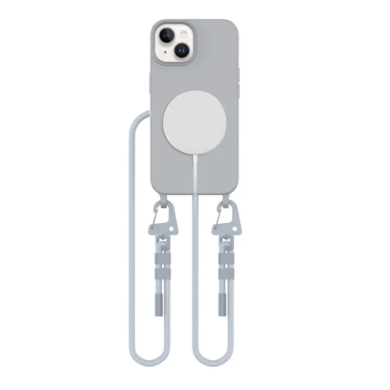 Puzdro MagSafe na iPhone 15 Tech-Protect MagNecklace – šedé
