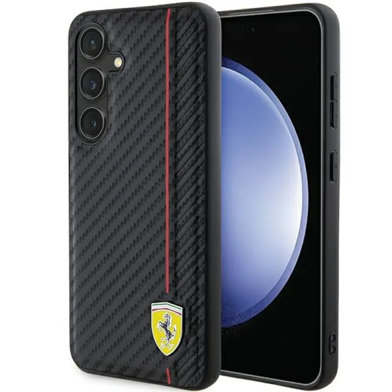 Puzdro Ferrari Carbon Printed Line pre Samsung Galaxy S24+ - čierne