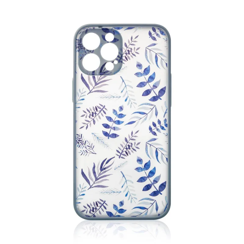 Dizajnové puzdro pre iPhone 12 Pro Max kvetinové puzdro tmavomodré
