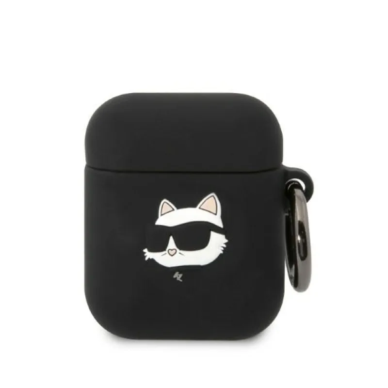 Karl Lagerfeld KLA2RUNCHK AirPods 1/2 kryt čierny/čierny Silikónová hlava Choupette 3D