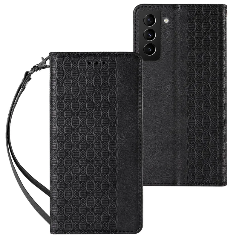 Puzdro s magnetickým popruhom Puzdro pre Samsung Galaxy S22 + (S22 Plus) Pouch Wallet + Mini Lanyard Pendant Black