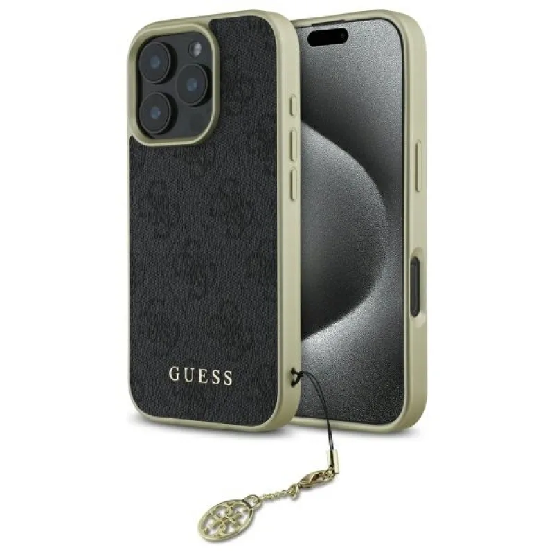 Puzdro Guess 4G Charms Collection pre iPhone 16 Pro - čierne