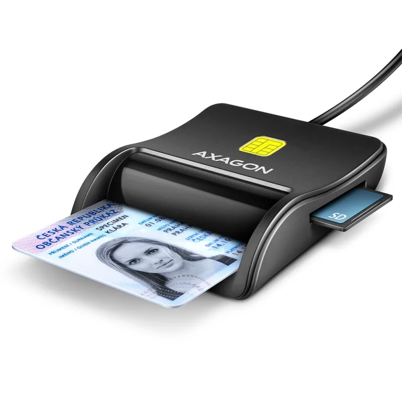 AXAGON CRE-SM3SD, USB-A FlatReader 4-slot čítačka kariet ID card…