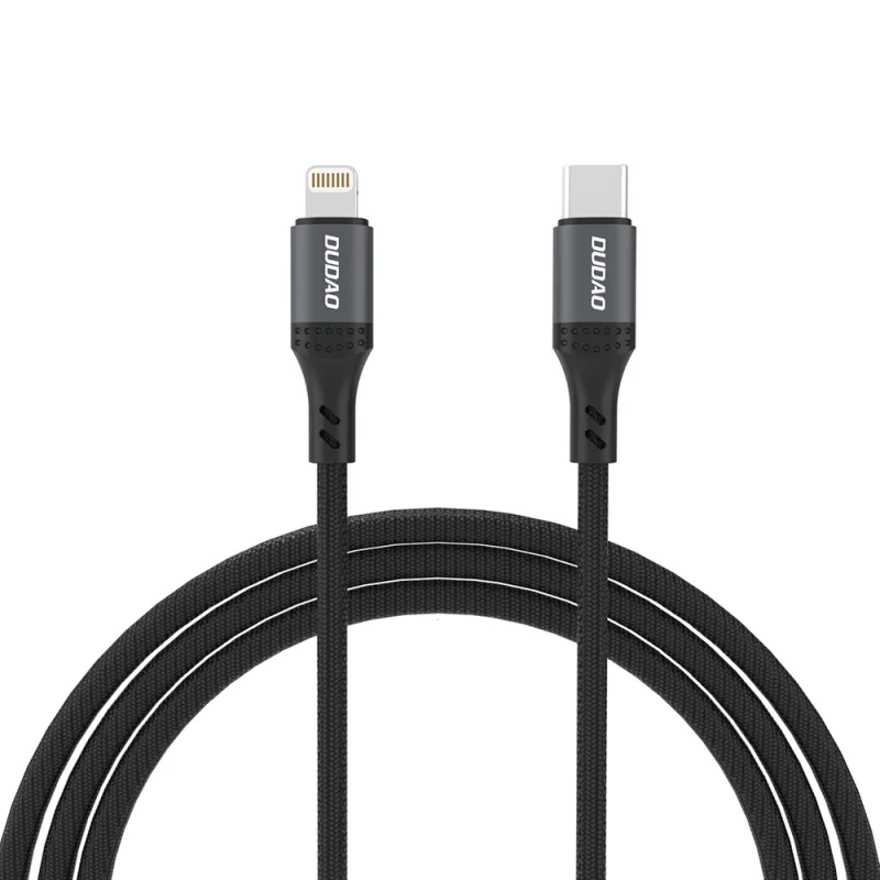 Dudao L3CL USB-C - Lightning 30W 2m pletený kábel - čierny