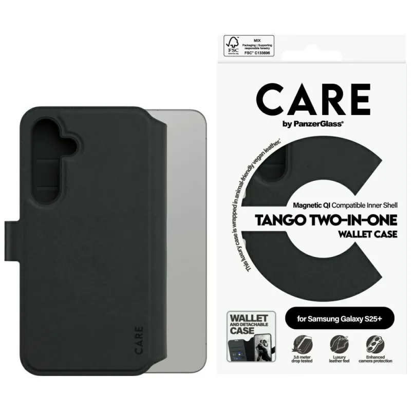 Peňaženkové puzdro CARE by PanzerGlass Feature Tango 2v1 pre Samsung Galaxy S25+ – čierne