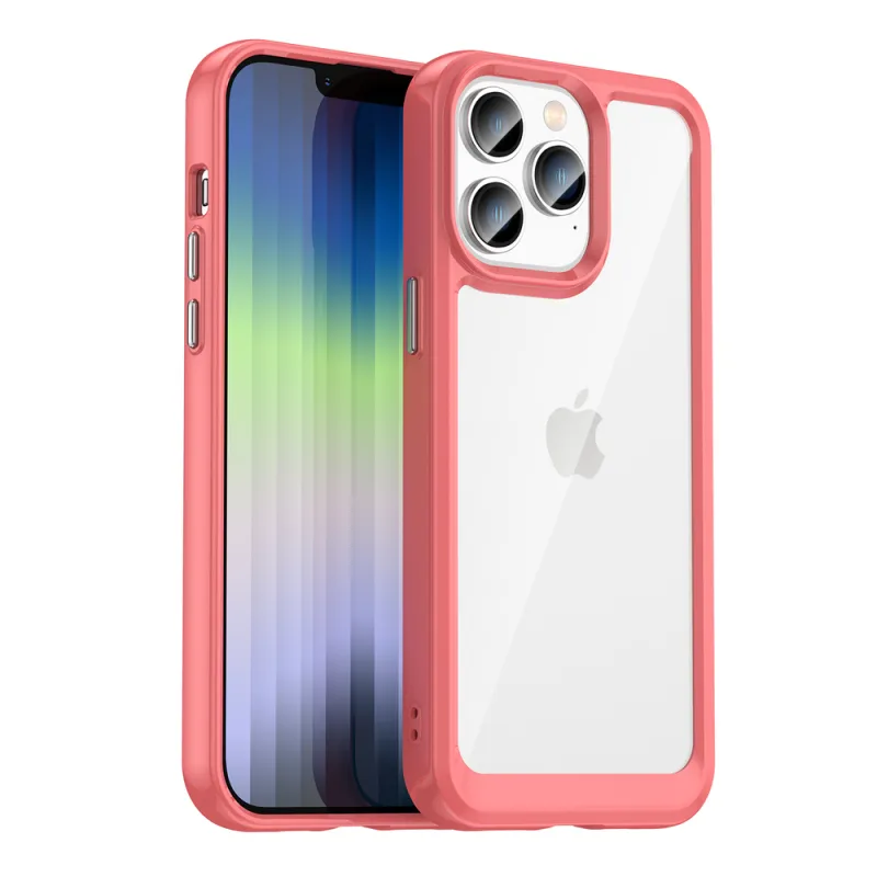 Pevný kryt Outer Space Case na iPhone 14 Pro s gélovým rámom červenej farby