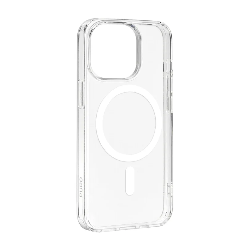 Kryt Puro z PC+TPU+TPE s integrovanými magnetmi „LITE MAG PRO“ pre iPhone 15 Pro, biela farba