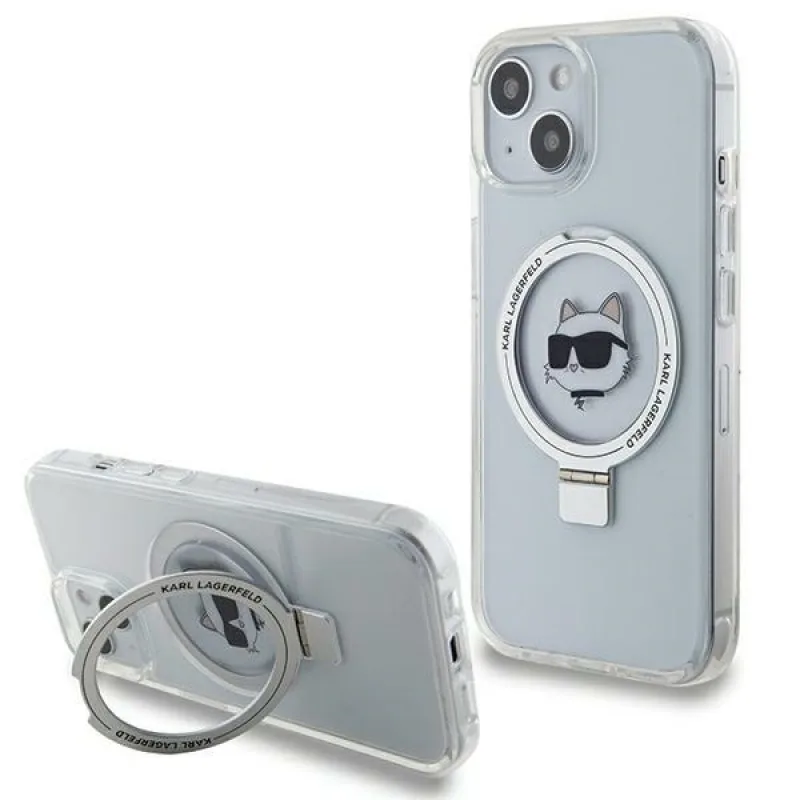 Karl Lagerfeld KLHMP15MHMRSCHH iPhone 15 Plus 6,7" bielo/biele pevné puzdro Ring Stand Choupette Head MagSafe