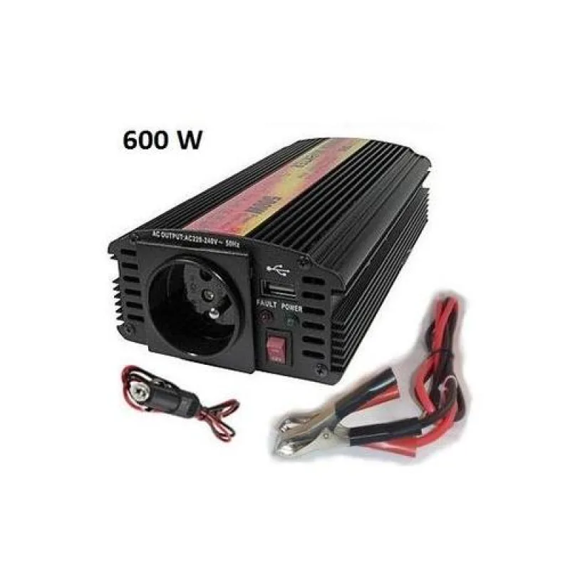 Menič napätia Carspa CAR600U-122 12V/ 230V+USB 600W, modifikovaná sínus…