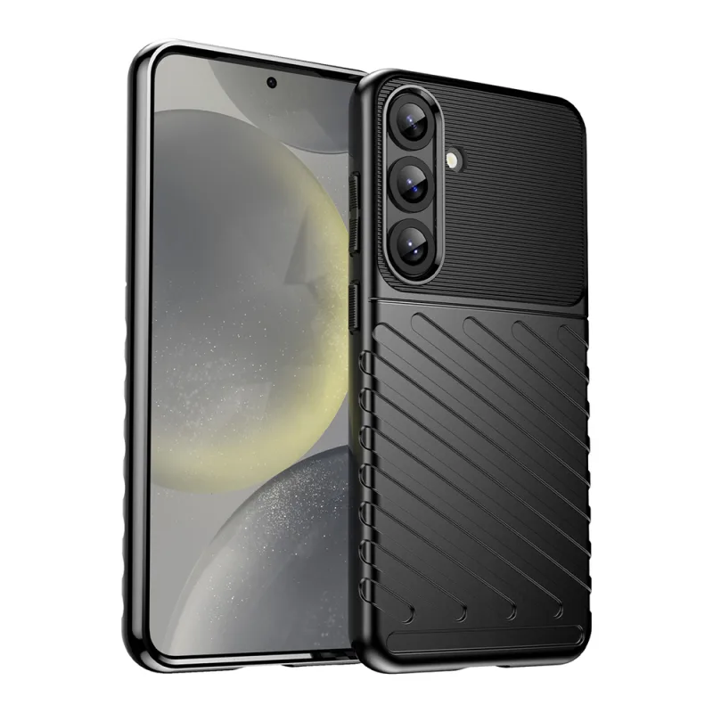 Silikónový pancierový kryt Thunder Case pre Samsung Galaxy S25+ – čierny