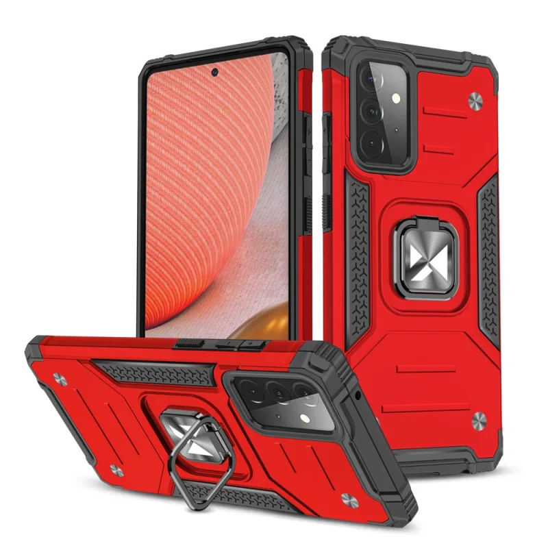 Wozinsky Ring Armor Case Kickstand Pevný odolný kryt pre Samsung Galaxy A72 4G červený