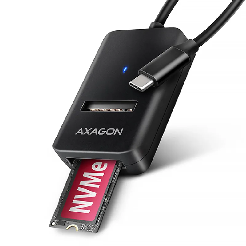 AXAGON ADM2-CM USB-C 10Gbps - M.2 NVMe & SATA SSD adaptér, kábel USB-C…