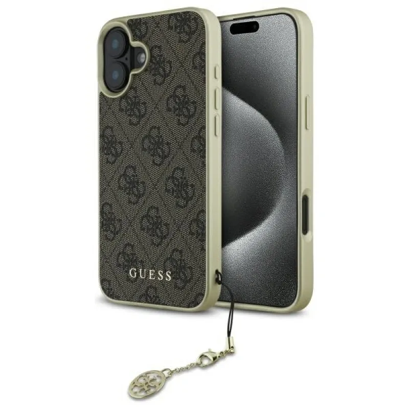 Puzdro Guess 4G Charms Collection pre iPhone 16 - hnedé